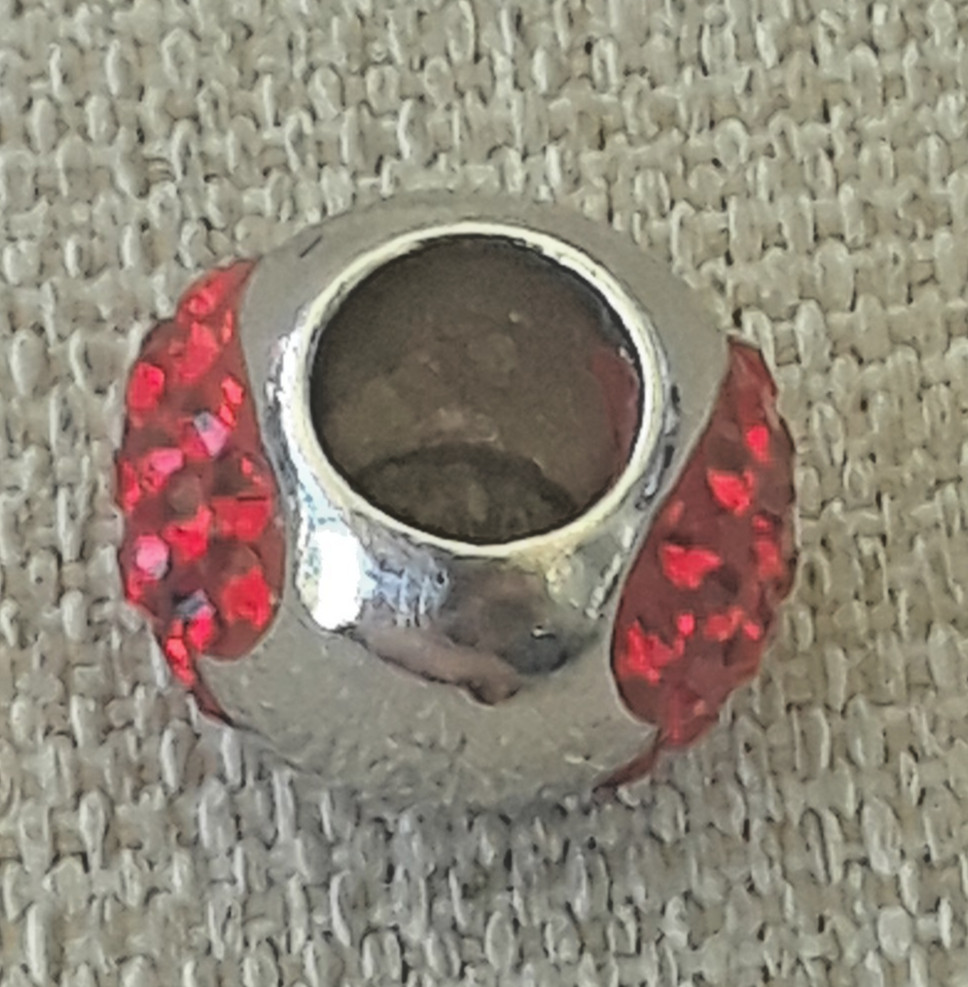 Rare ZABLE Red Radiant Crystal Hearts Sterling Silver Charm gallery