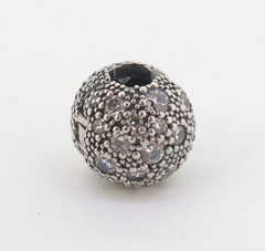 .Sterling Silver Genuine Pandora Sparkling CZ Encrusted Texture Charm 3.6g Opens