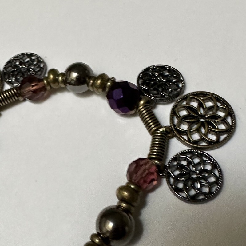 Cookie Lee Purple Bead Stretchy Bracelet Women’s 6 1/2 Inch NWT gallery