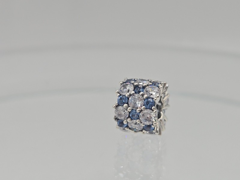 Authentic Pandora Radiant Sparkling Blue & Clear CZ Silver Sparkle Charm gallery