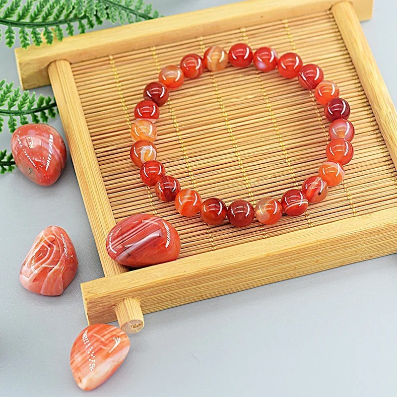 Natural Carnelian 8mm Elastic Beaded Bracelet Healing Reiki Energy Handmade Gift gallery