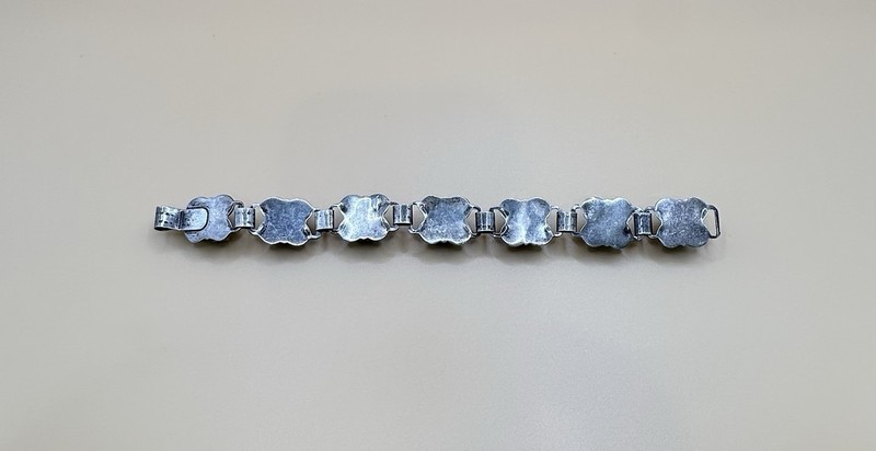 Vintage 925 Sterling Silver Green Onyx Aztec Idol Face Panel Link Bracelet gallery