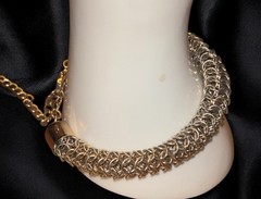 Nicole By Nicole Miller Gold Tone Chainmaille Bracelet 7.5-10.75” Double Chain