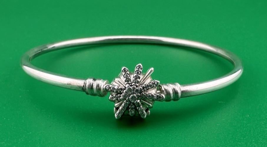 Pandora 597563CZ Fireworks Bangle 7.3" S925 ALE Sterling Silver Preowned