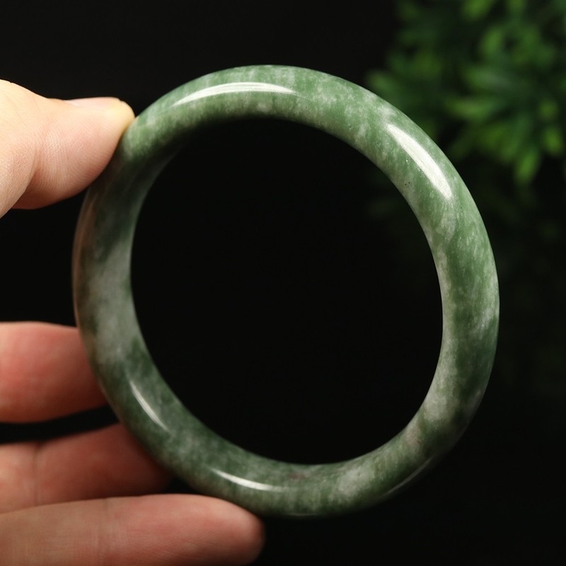 59mm Grade A 100% Natural Green Jade Bangle Bracelet Women's Bracelet 59888 gallery