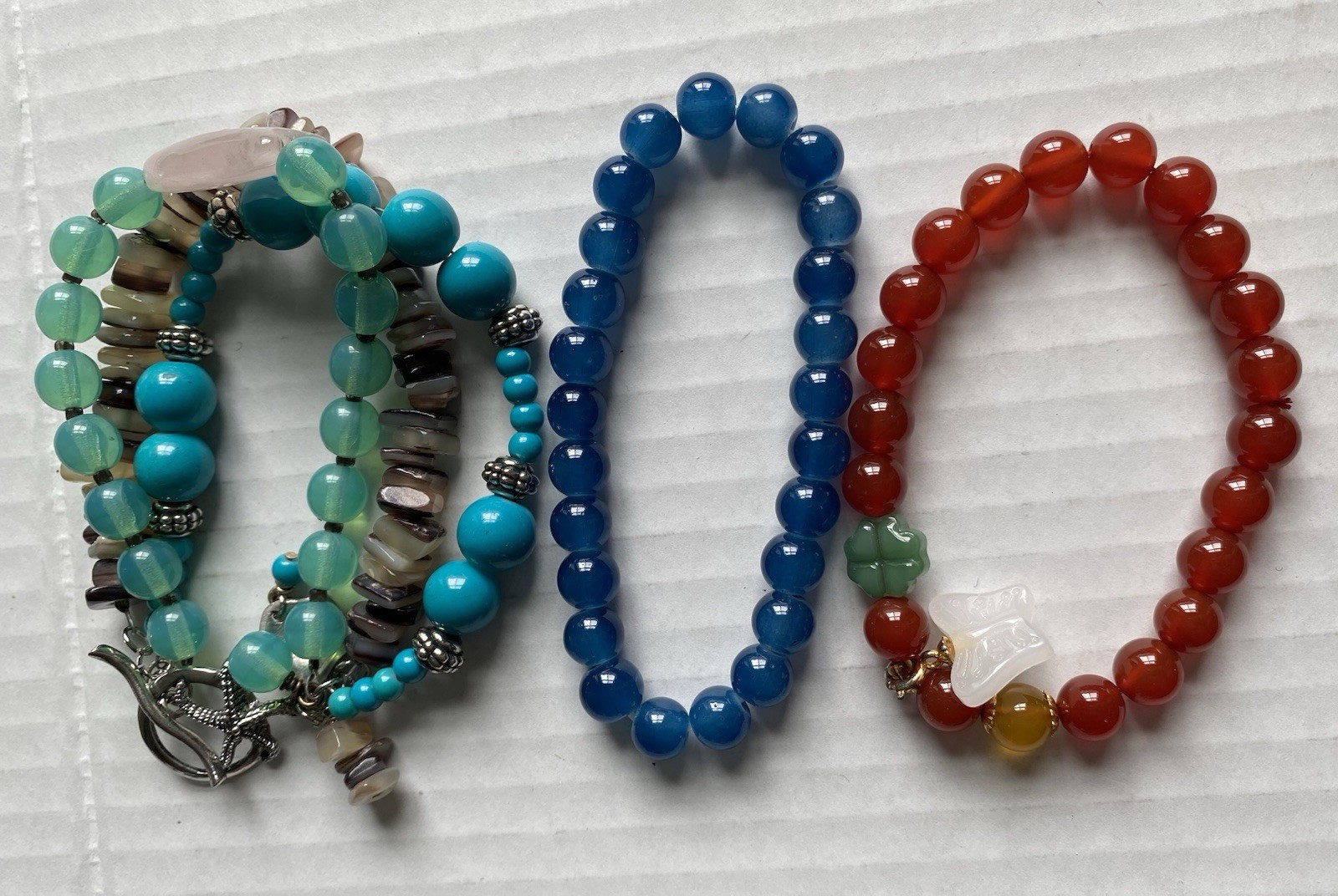 Lot of 3 Mixed Stone Beaded Stretch Bracelets gallery