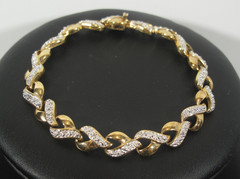 Lab Created Diamond Gold Tone 925 Sterling Silver Tennis Bracelet Hearts 7″ 13 g