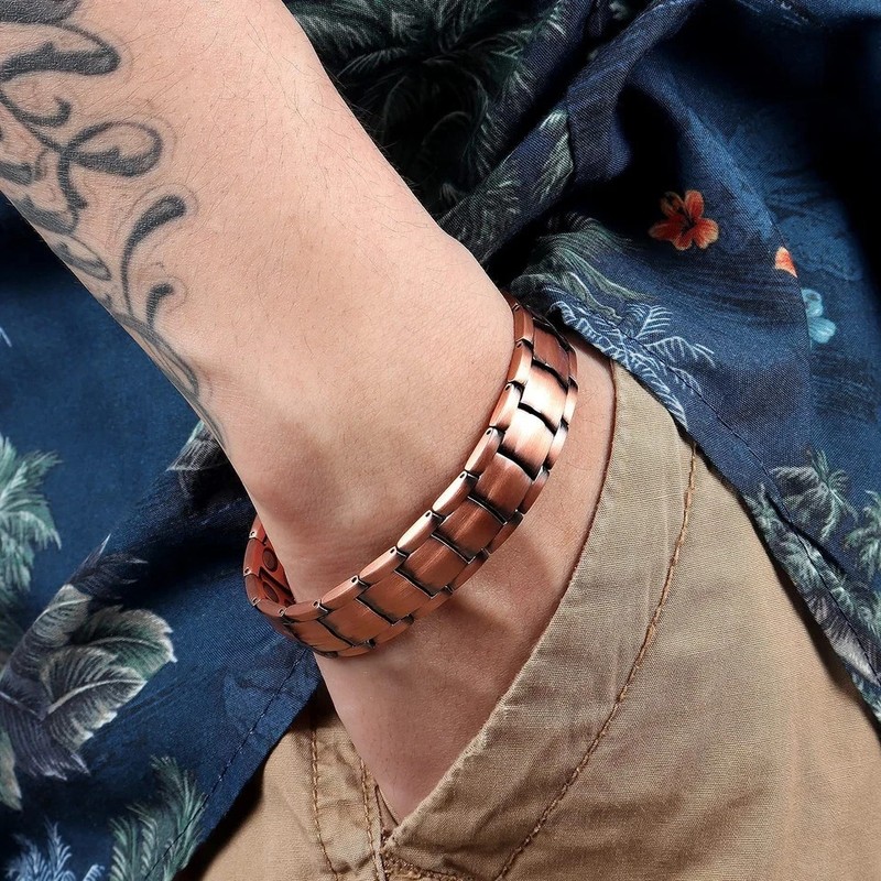 Men's Bracelet Magnetic Therapy Arthritis Pain Relief Pure Solid Copper Bangle gallery