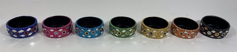 Tea Light Holder Cup 7 Colors Sparkles Mirror & Bead Pieces All Over Elegant gallery