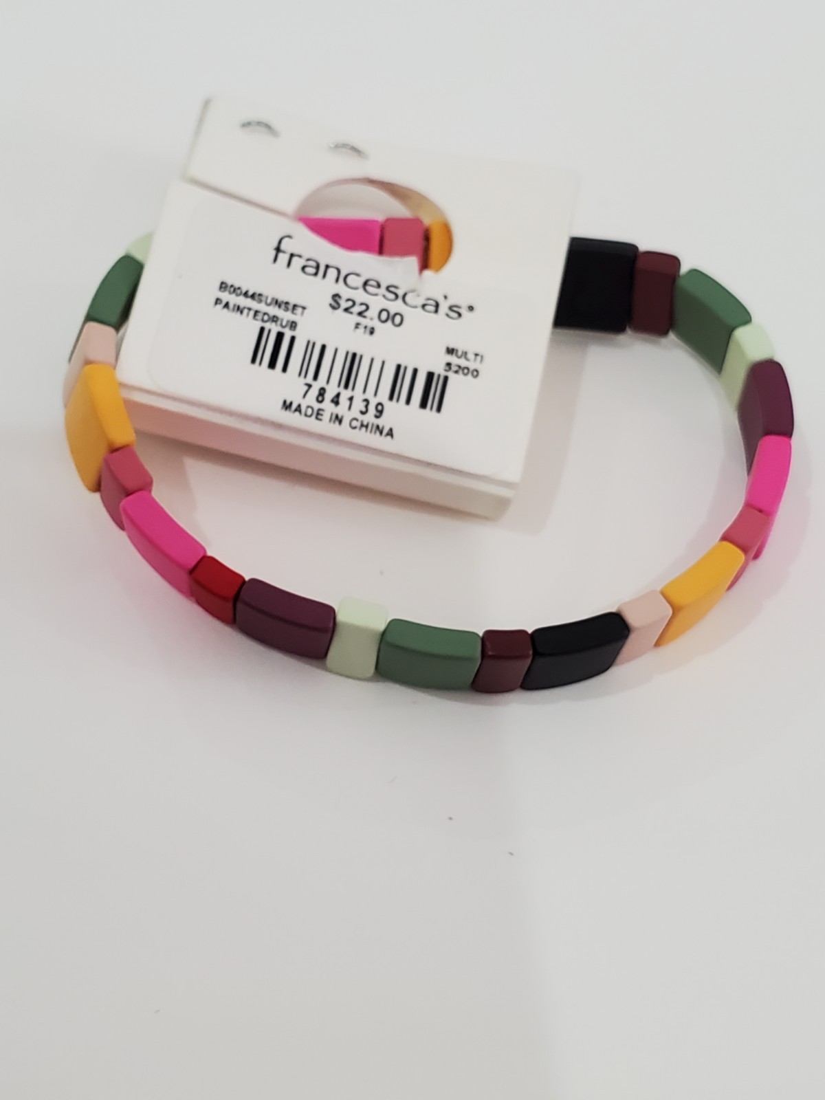 Francesca's Multicolored Earth Sunset Colors Elastic Pull On Bracelet-NWT-784139 gallery