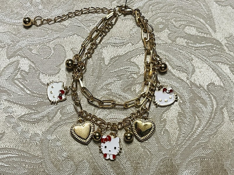 Gold Hello Kitty Multiple Charm Adjustable Fashion Fun Trendy Bracelet gallery