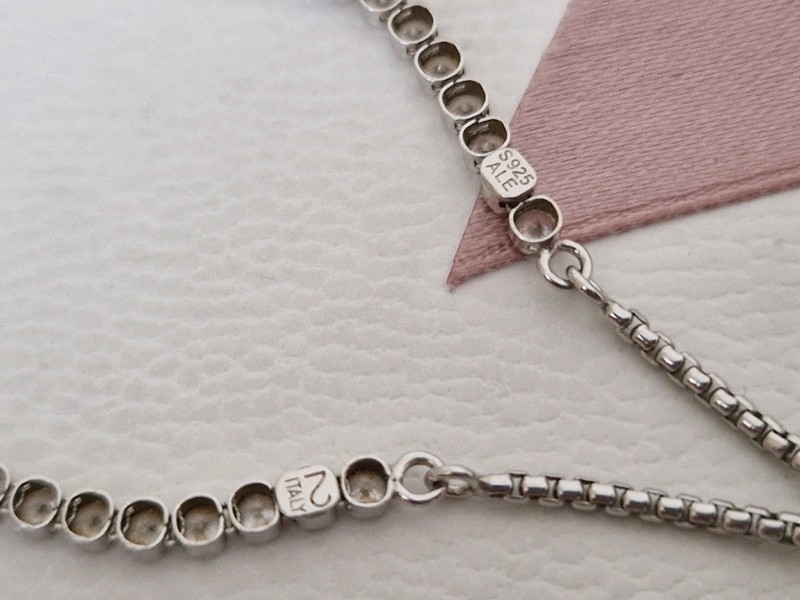Pandora sparkling clear stone tennis slider silver bracelet size 2 gallery
