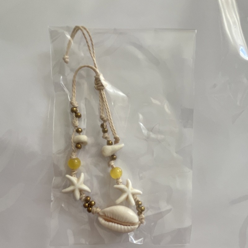 Cowrie Shell Beaded Starfish Charm Adjustable Cord Bracelet White Yellow Brown gallery
