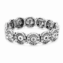 Shotgun Bullet Bracelet Silver Plated Women Stretch NEW