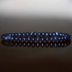 Natural 4mm Blue Goldstone Gemstone Bracelet Blue Sandstone Stretch Bracelet