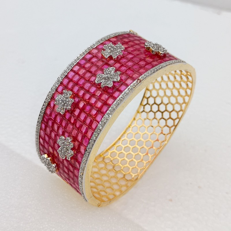 Ruby Cubic Zirconia Bangle Gold Plated Indian Bridesmaid Gift Women Jewelry Set gallery