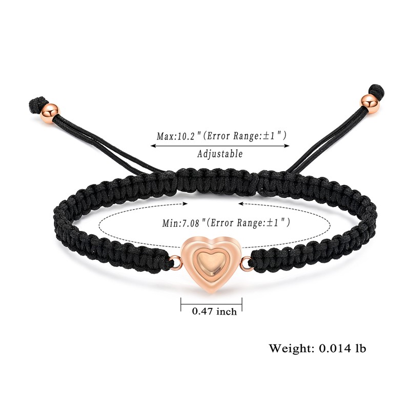 Urn Bracelet for Ashes Glass Heart Cremation Urn Bangle Manmade Braided Jewelry gallery