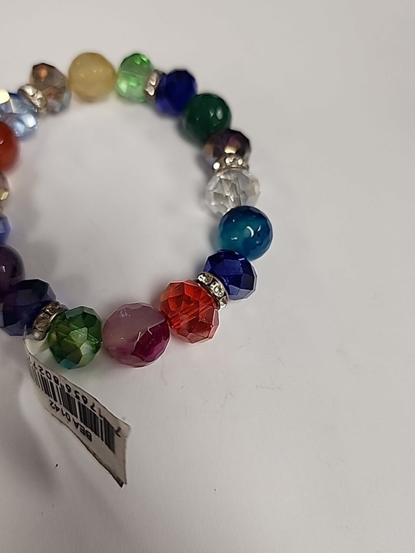NWT Nicole Rhinestone And Multi Color Stone Glass Beaded Stretch Bracelet gallery