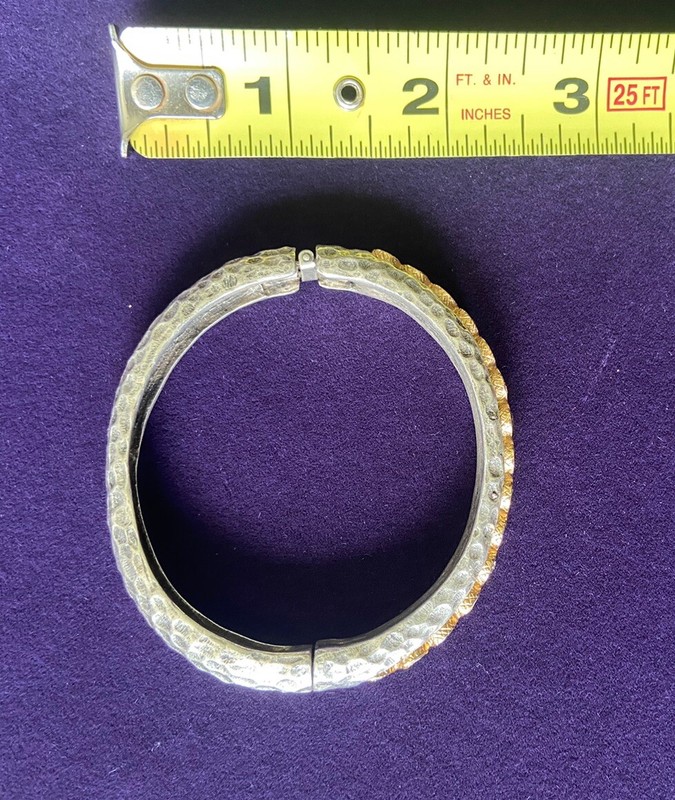 Tat2 Designs Silver Hati Hinged Bangle Bracelet / Magnetic Clasp / Crystal Inset gallery