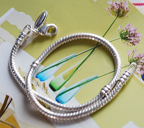 8.5 INCH SILVER BRACELET LOBSTER CLASP SNAP CLOSURE FOR EUROPEAN BEAD/CHARM L8.5 gallery