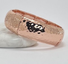Women’s Hammered Textured Bangle Rose Gold Colour By Park Lane 2cm Wide