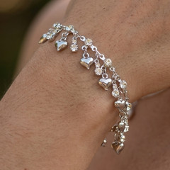 Boho 925 Silver Plated Heart Bracelet for Women | Cubic Zirconia Minimalist