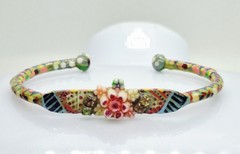 SUSAN ALEXANDRA CUFF BRACELET FLOWER AND DOT MOTIF COLORFUL WHIMSICAL