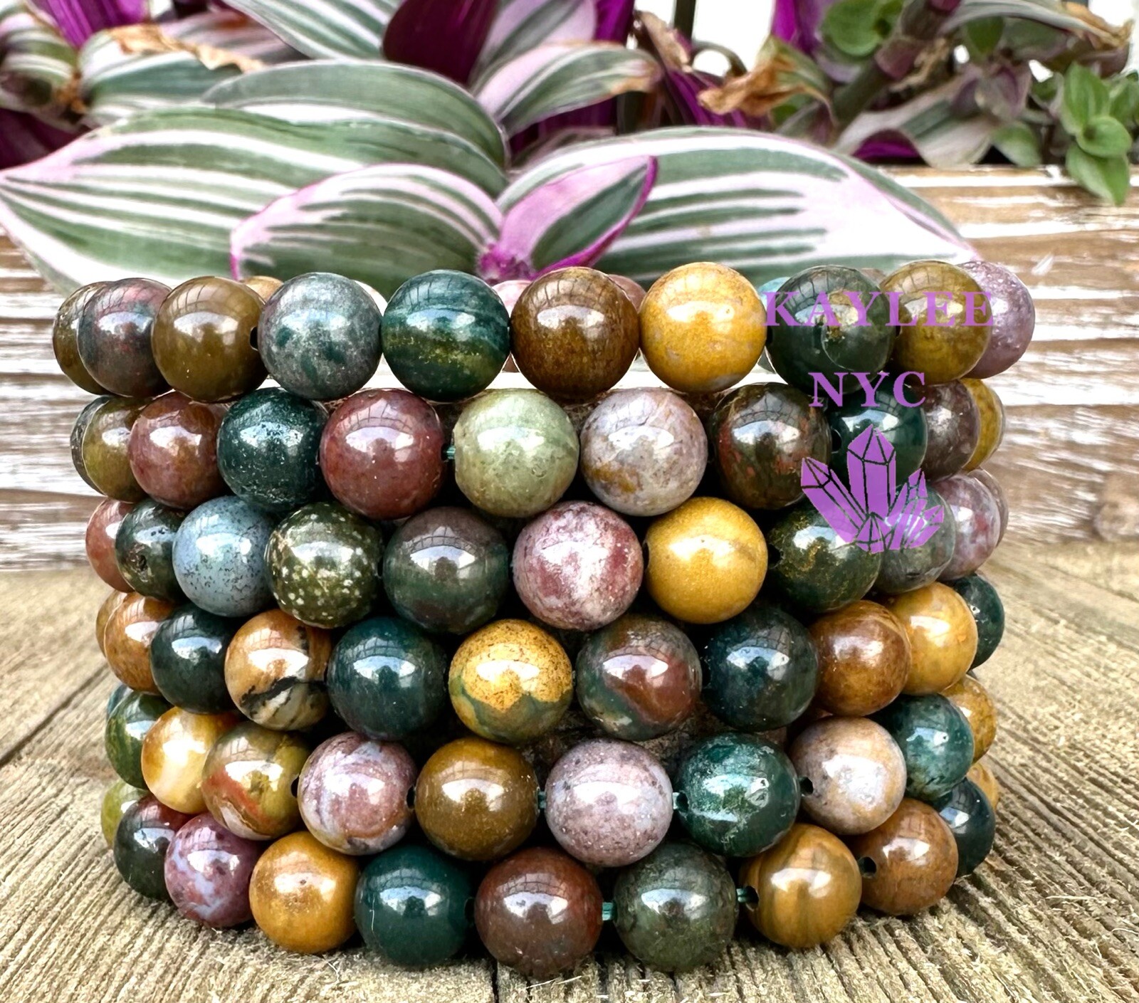 Wholesale 6 Pcs Natural Ocean Jasper Bracelet 8mm 7.5” Healing Crystal Natural gallery