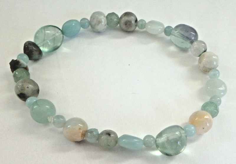 ✨Bracelet One-of-a-Kind Handmade Crystals - 7 1/2" Fluorite, Amazonite & Larimar gallery