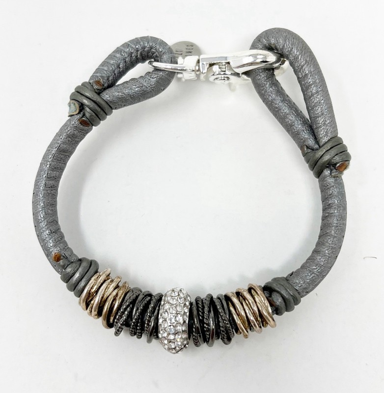 LIZZY JAMES Gray Leather Wrap Charm Bracelet U.S.A. gallery