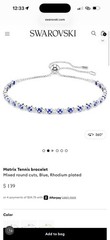 Swarovski Matrix Tennis Bracelet Blue Round Crystal Rhodium Plated Adjustable