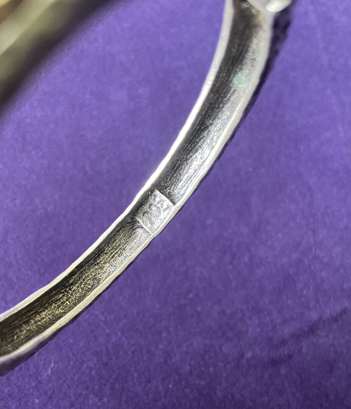 Tat2 Designs Silver Hati Hinged Bangle Bracelet / Magnetic Clasp / Crystal Inset gallery