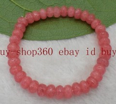 Fashion Hot 5x8mm Faceted Pink Rhodochrosite Gemstone Beads Bracelet 7.5” AAA