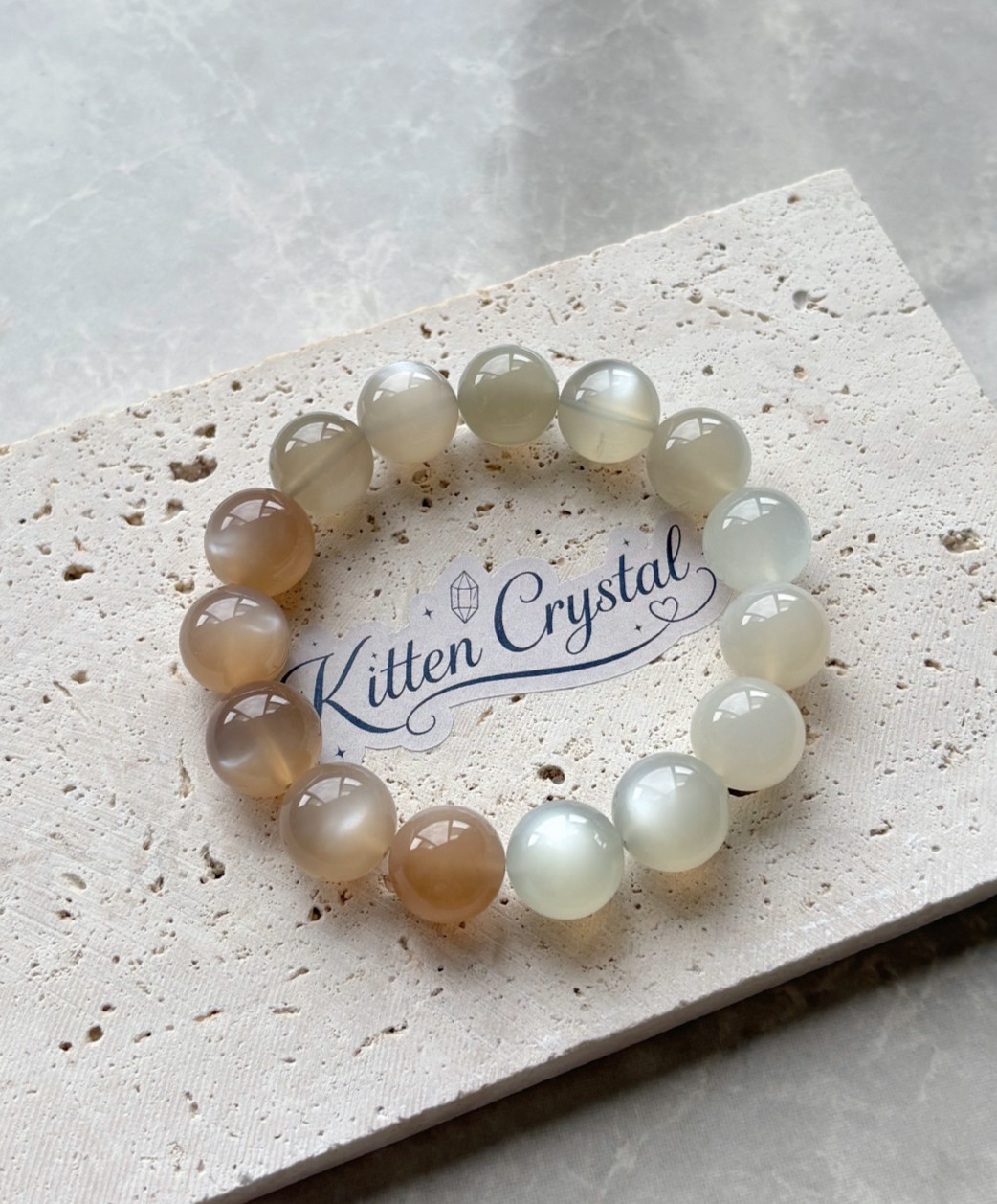 AAA Natural Orange Moonstone Gemstone Bracelet Beaded Crystal Stretch 13mm gallery