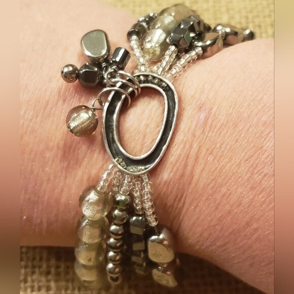 Silpada Sterling Hematite & Glass Bead Multi Strand "Hailstone" Bracelet B1935 gallery