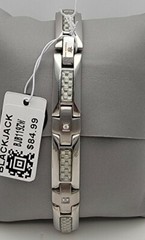 BLACK JACK Men’s Genuine Solid Stainless Steel Silver Heavy CZ Tennis Bracelet
