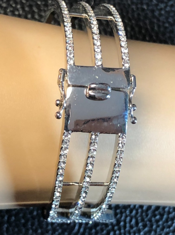 Silver Crystal Rhinestone Bangle Bracelet Chevron Wide Statement NORDSTROM 8001 gallery