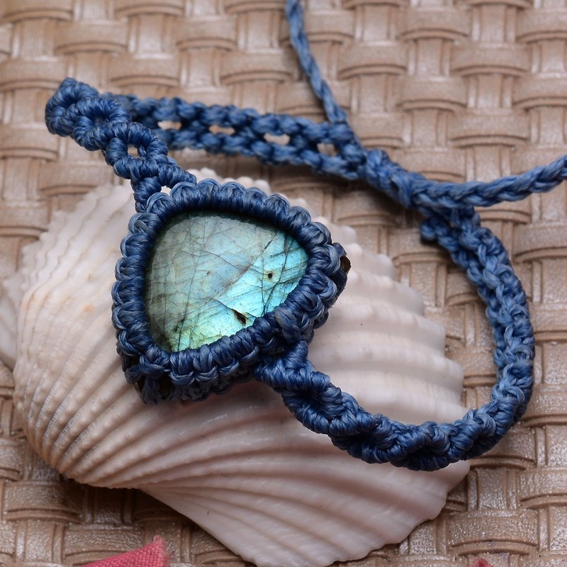 Hand Knotted Natural Flashy Labradorite Beautiful Boho Macrame Gemstone Bracelet gallery