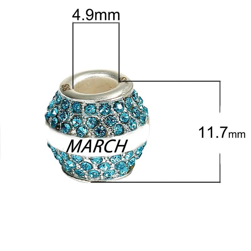 "March" Birthday Birthstone With Month Engraved on Charms for Snake Chain Charm gallery