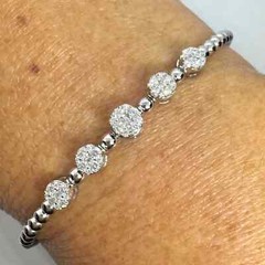 2Ct Round Cut Moissanite Women’s Flexible Bangle Bracelet 14k White Gold Plated