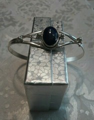 Blue oval Cabochon stone cuff bracelet