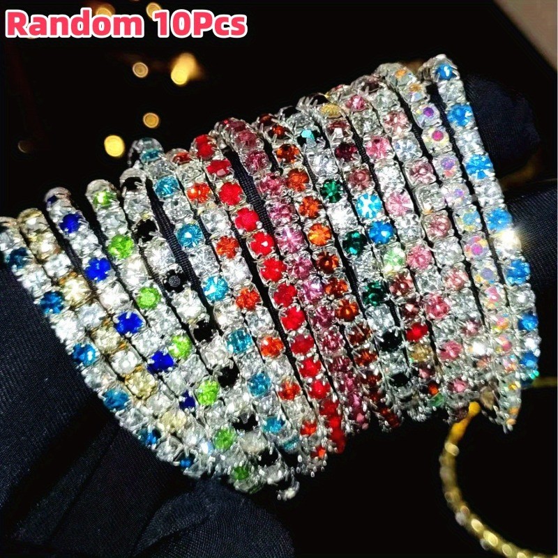 10P Random Colorful Stack Bracelets Wedding Banquet Party Jewelry Gift for Women