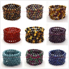Wholesale Lots 6 Pcs 6/8/10mm 7.5″ Natural Multicolor Gemstone Stretch Bracelet