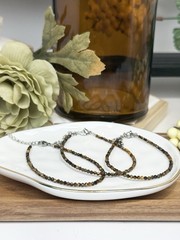 Tiger Eye Yellow Faceted 6 1/2IN Closure Twist Bead Bracelet 2.5MM Set of 3