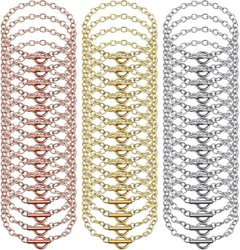 45 Pieces Bracelet Chains with OT Toggle Clasp Stainless Steel Bracelet Link Cha gallery