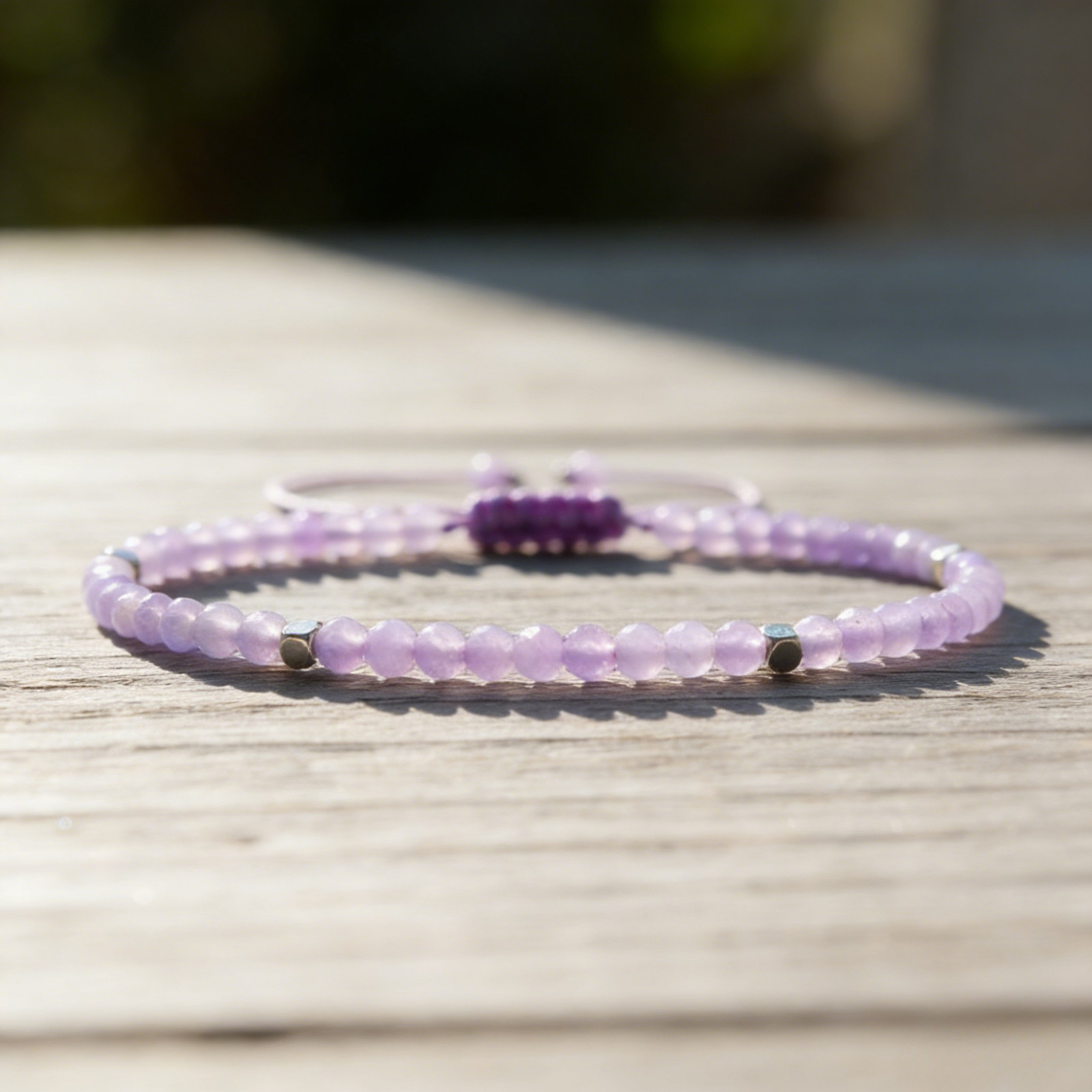 Lavender Amethyst 3mm Gemstone Beads Dainty Healing Women Men Bracelet Gift gallery