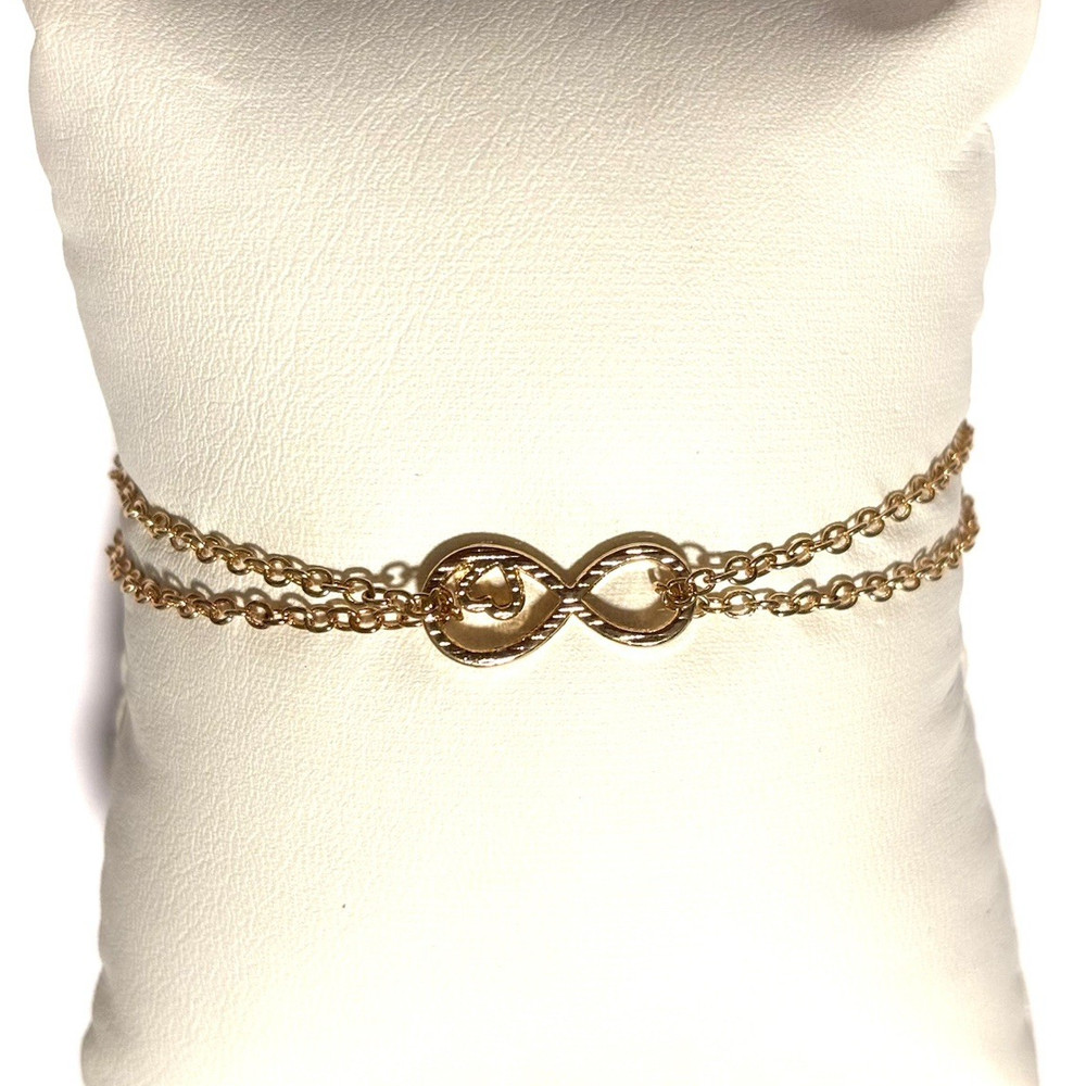 Gold Infinity Symbol Cable Chain Bracelet Adjustable Lobster Clasp No Stone