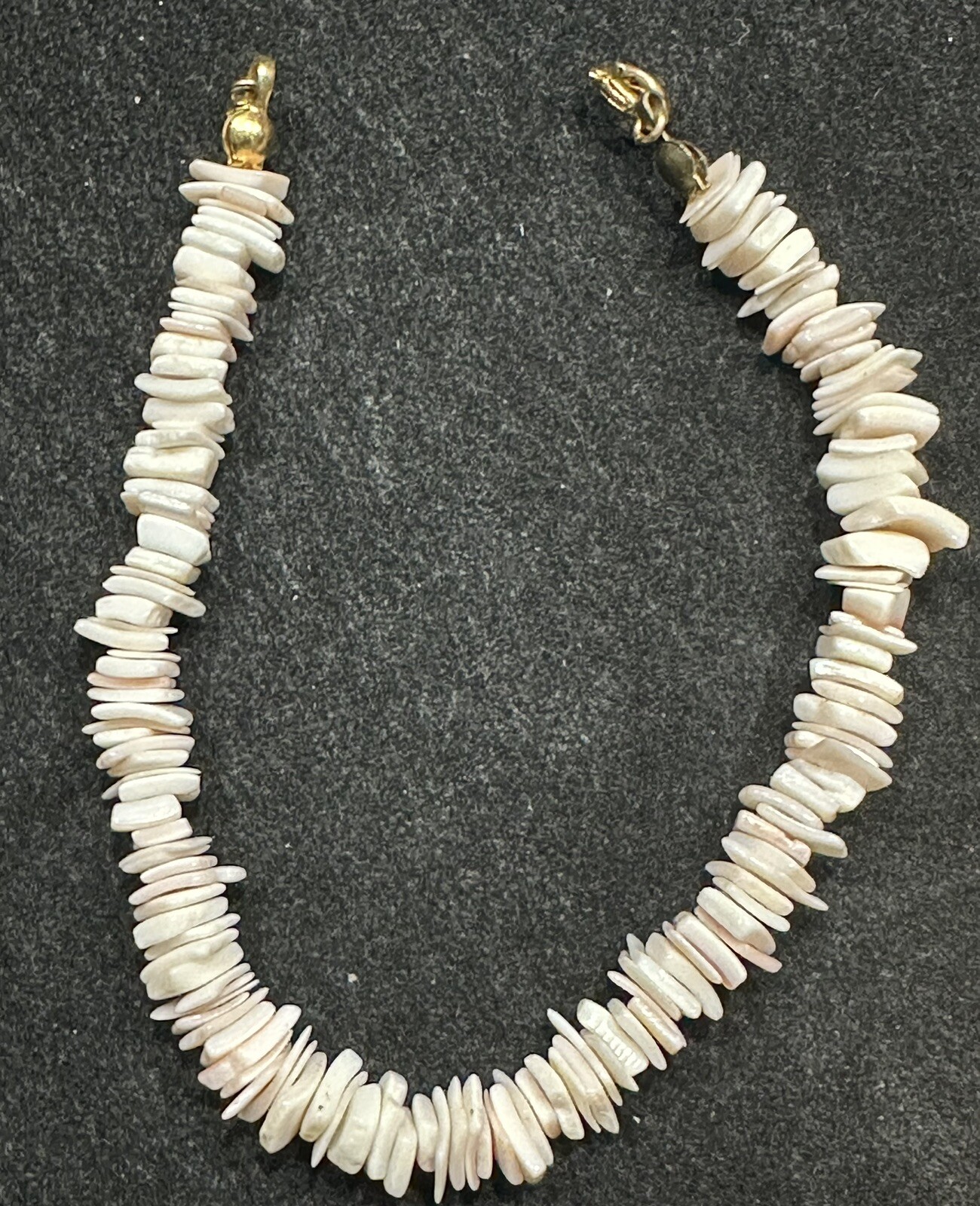 Puka Shell Bracelet - White Smooth Seashell Surfer Beach Style 7” - Gold Tone gallery
