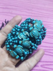 10 Handmade Blue Turtle Artificial Turquoise Black Nylon Bracelets Wholesale