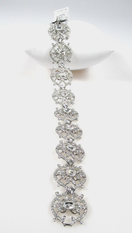 Carolee Lux Silver-Tone Geometric Clear Pave Flex Bracelet NWT $125 gallery